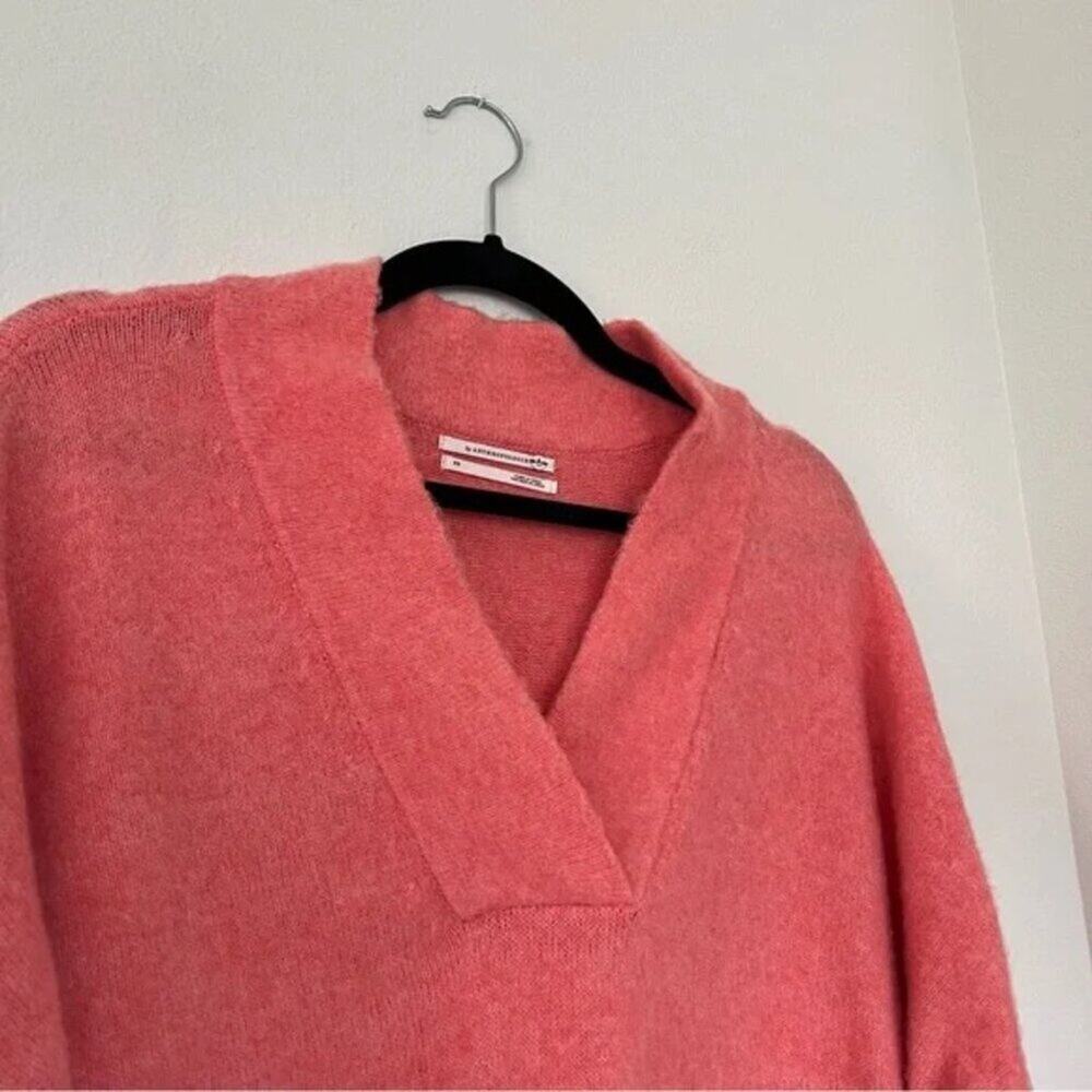 Anthropologie Coral Pink Cozy V-Neck Sweater - Picture 4 of 10